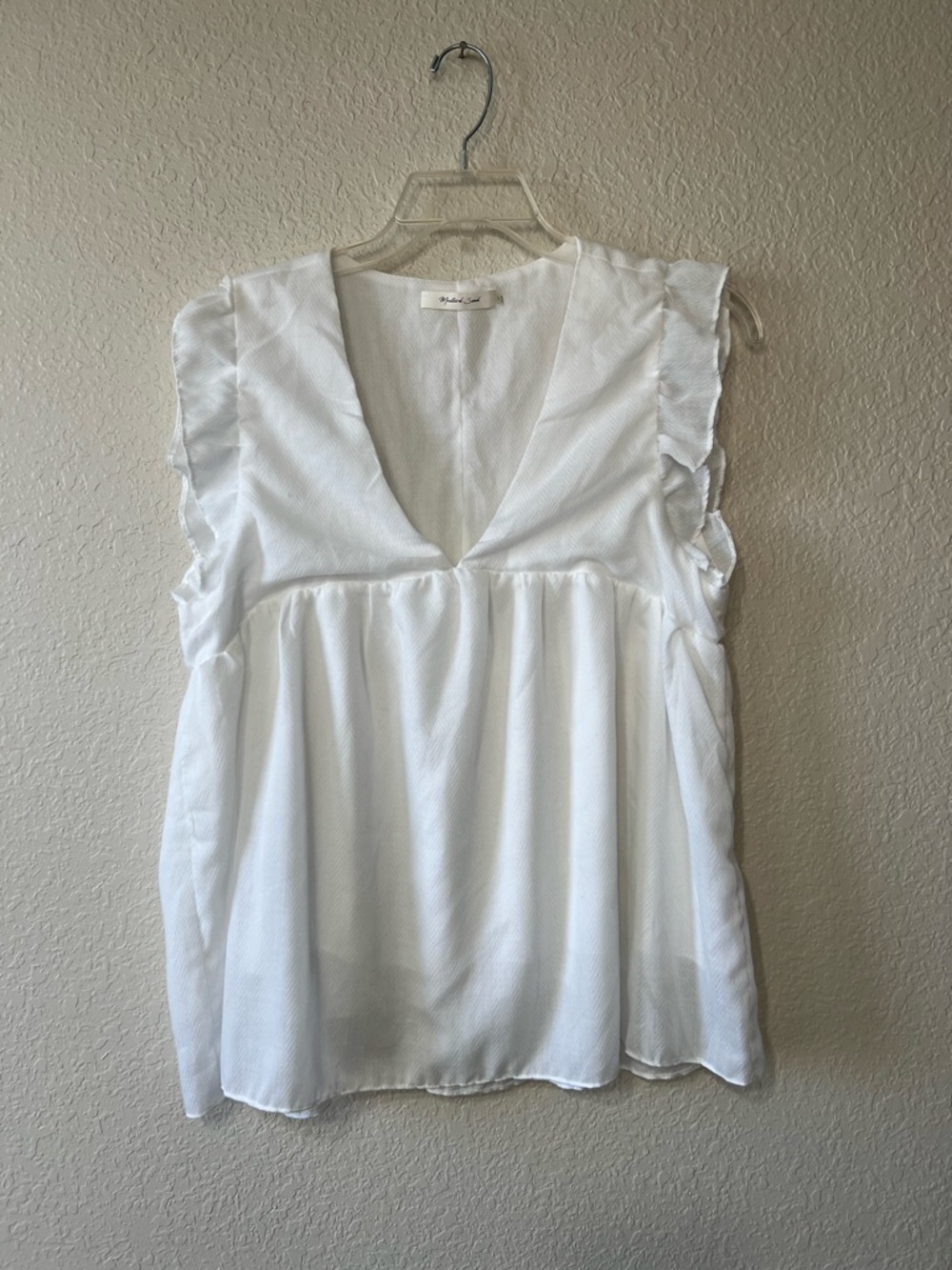 Mustard Seed by Anthropologie Size Lg White Sleeveless Flowy Babydoll Blouse
